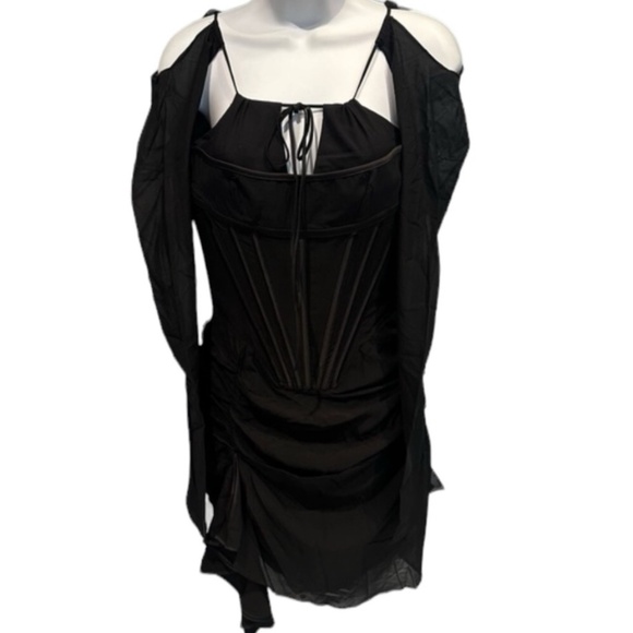 House of CB Gianna Black Silk Corset Mini Dress Small New with Tag - Picture 5 of 16